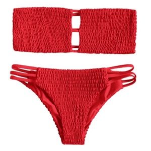 ZAFUL Red Smocked Bikini